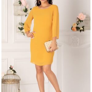 Rochie mini cu decolteu rotund si maneci cu decupaje