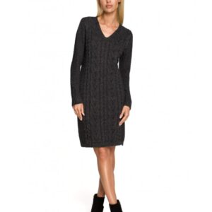 Rochie pulover  Cu decolteu in V - Acril - Nylon - Gri