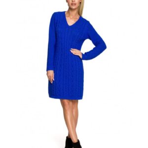 Rochie pulover  Cu decolteu in V - Acril - Nylon - Albastru
